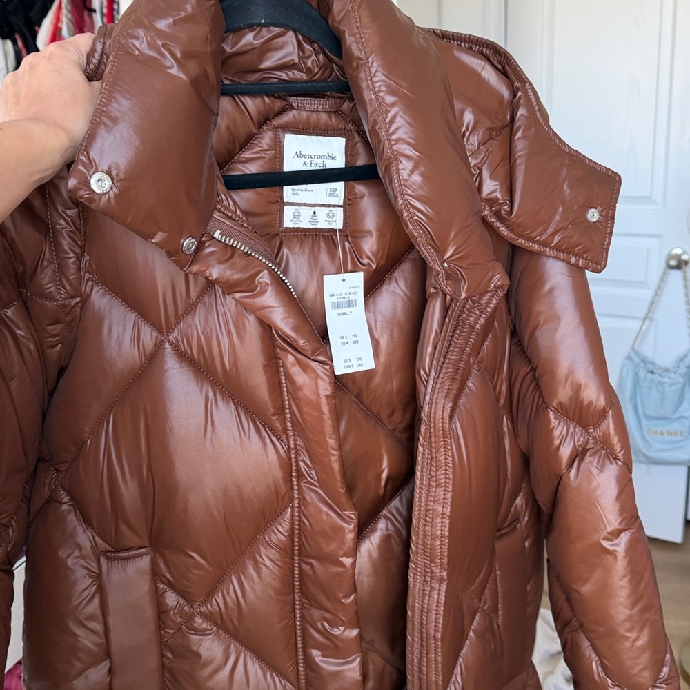 Abercrombie Ultra Long Brown Puffer Coat - Picture 4 of 4